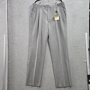 Baroni Men Pants 38R Gray Wool Dress Pants Super 150 Couture Two Pleat NWT